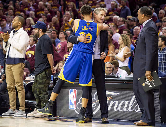 Curry and Kerr have shared nearly every NBA up-and-down over their seven seasons together—including this hug as they closed in on the 2015 title.